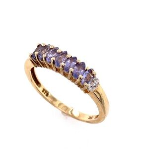 10k Yellow Gold Marquise Tanzanite and Diamond Accent Ring- vintage